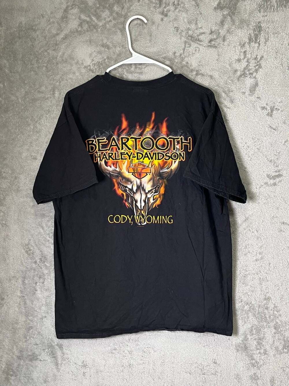 Harley Davidson Graphic Tee Flaming Horned Skull Biker Moto Grunge Streetwear